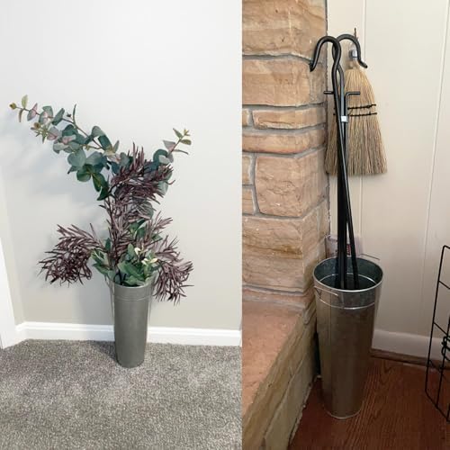 2 Pcs 15 Inch High Galvanized Metal Vase, French Flower Bucket Vases, Galvanized Vase for Any Farmhouse, Modern, or Traditional Setting.