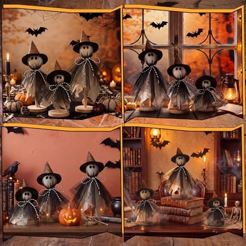 Redbaker 3 Pcs Halloween Decorations Indoor, Primitive Ghost with Witch Hat