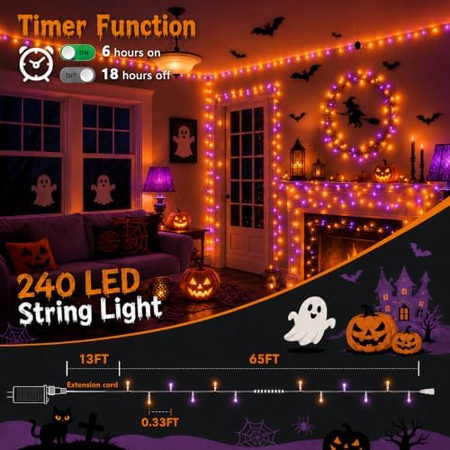 240LED 88FT Smart Color Changing Halloween String Lights RGB App & Remote