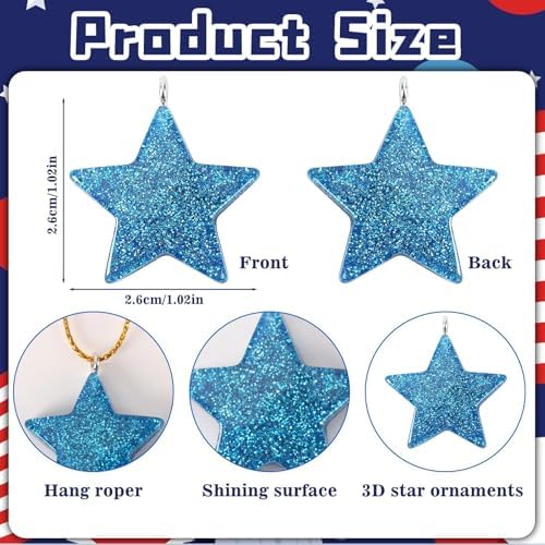 36PCS Mini Resin Patriotic Star Ornaments 4th of July Hanging Decor