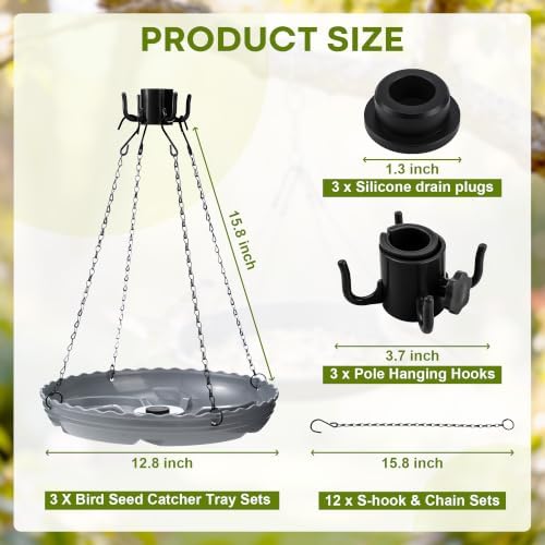 Aurelema Hanging Bird Seed Catcher Tray (Gray,3 Sets)