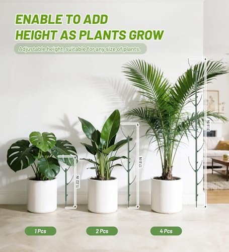 Plant Support Stakes, Stackable Plant Support Poles, Green, 12 Pcs