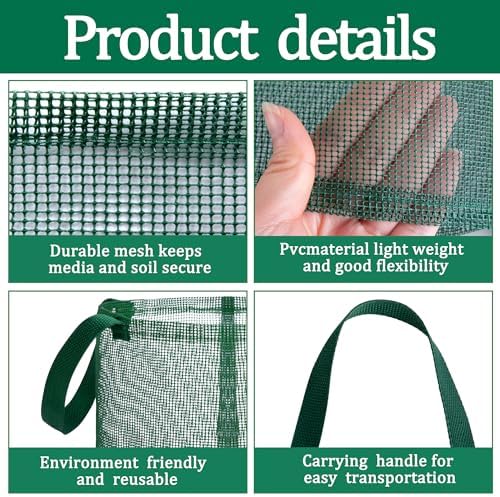EBaokuup 4 Pcs Pond Planting Bag with Handle, Reusable 7 Inch Round Aquatic Mesh Plant Pot for Ponds, Breathable Green Water Garden Pond Plant Basket for Lotus Bog Terrestrial Plants