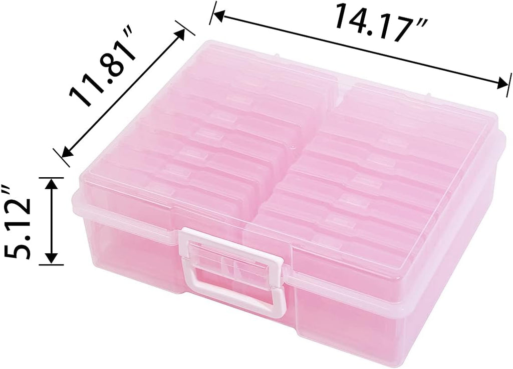 4" x 6" Photo Storage Case with Handle, 16 Inner Photo Organizer Keeper, Extra Large Storage Picture Boxes, Seed