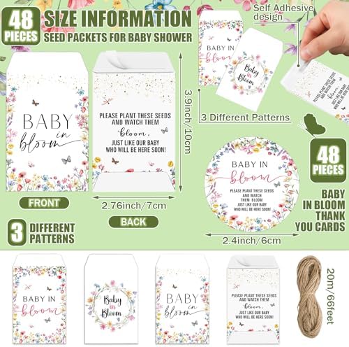 Reallnaive 96 Sets Baby in Bloom Baby Shower Party Favors Seed Packets