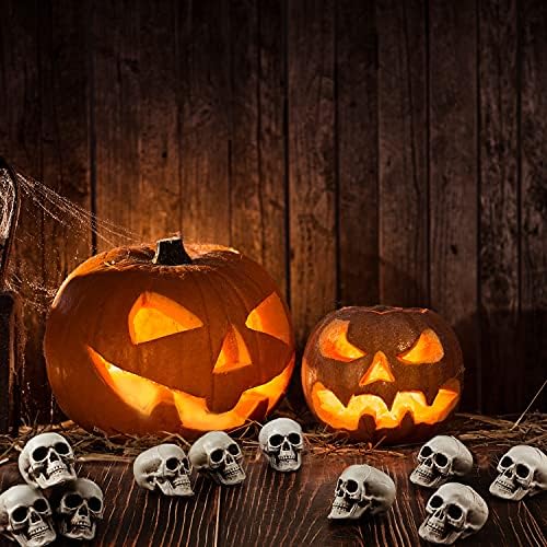 Boao 10 Pcs Halloween Mini Skull Heads 2.3'' Plastic Skeleton Skulls Decor