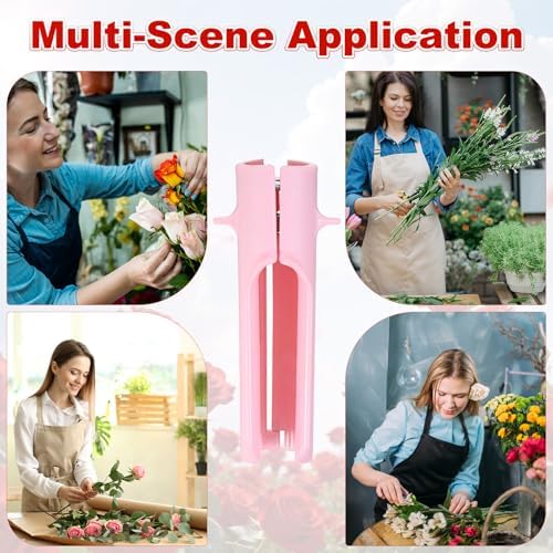 M METERXITY 4-Pack Rose Thorn Stripper Tool, Plastic Metal Rose Stem Leaf Thorn Stripper for Bouquets Pruning Branches/Floral Arrangement, Flower Stripping Tool Remove [Green, Pink]