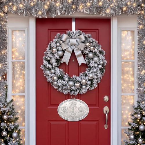 LEIFIDE 4Pcs Width Adjustable Wreath Hanger for Door Over Door Hook,Silver