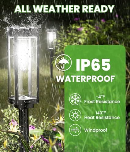 BITPOTT Solar Walkway Lights, 8 Pack, Cool White, IP65