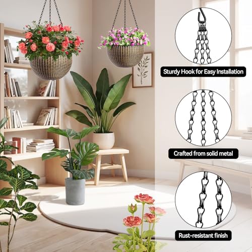 ZeeDix 4 Pack, 16 Inch Hanging Basket Chain with 3 Hooks