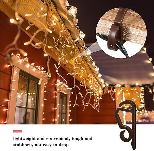 Marsui 240 Pieces Christmas Light Clips Outdoor Gutter Hooks,Coffee