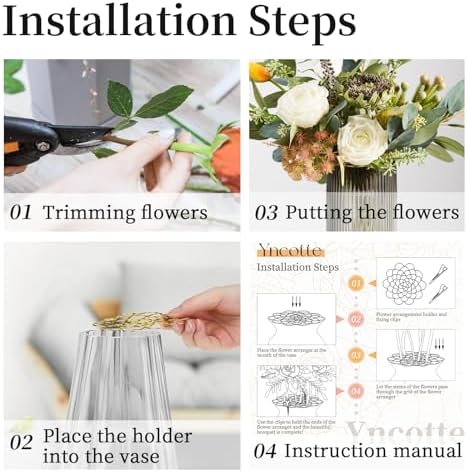 Flower Arranger Holder, Floral Arrangement Holder Bouquet Twister Reusable Gold Stainless Steel Round Metal Flower Lid Supplies for Plant Fixation (6 Pieces)