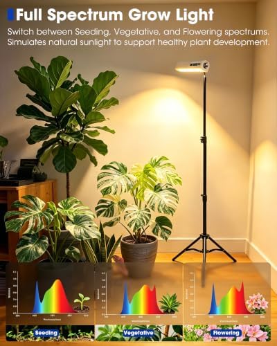 Rechargeable Grow Lights for Indoor Plants, Cordless Standing Grow Light