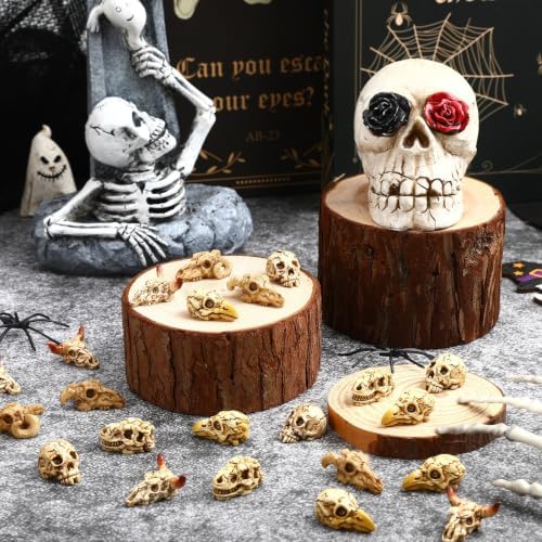 60Pcs Halloween Mini Resin Animal Skulls Heads Tiny Skeletons