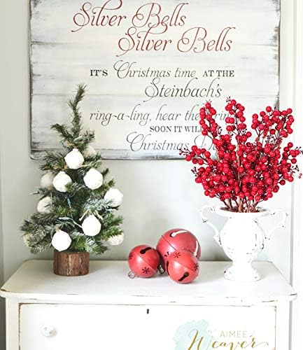 DearHouse 4 Pack Artificial Red Berry Stems Holly Christmas Berries for Festival Holiday Crafts and Home Decor, 19.5 Inches Burgundy Berry Floral Christmas Tree Decoration