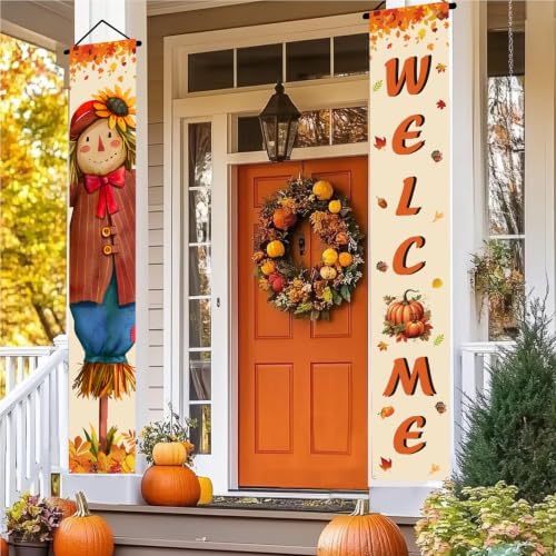 Fall Decor Banner,Scarecrow Thanksgiving Decorations Autumn Banner