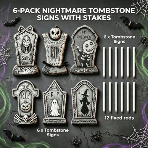 16.5-inch Halloween Courtyard Monument Stone Set - 6-piece.