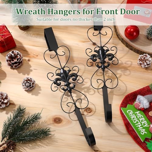 2 Pcs Halloween Wreath Hangers for Front Door, 15.5 in, Black