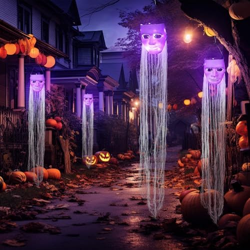 VitalCozy 4 Pcs Halloween Decorations Outdoor Hanging Ghost