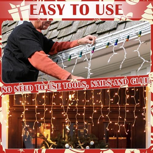 Namalu 100 Pcs Christmas Light Clip Outdoor Gutter Light Clip,Plastic,Clear