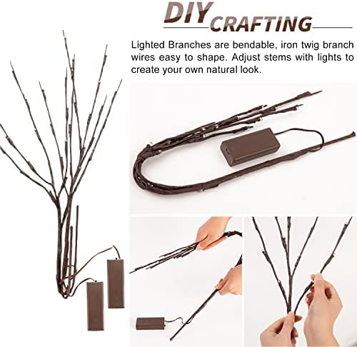 1Pack 30"Lighted Branches with 20 Bright Bulbs, Battery Operated,Warm White