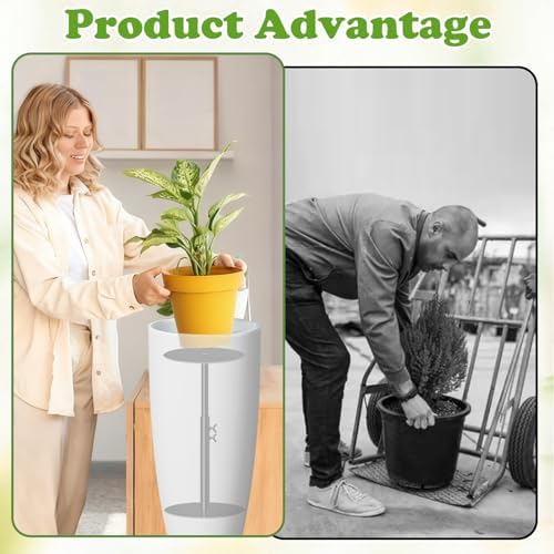 2 PCS Adjustable Pure Iron Planter Inserts, 8.3-32.5" Plant Risers