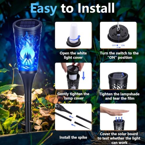 Toodour Solar Halloween Lights Outdoor, 6 Pack Solar Torch Light Waterproof