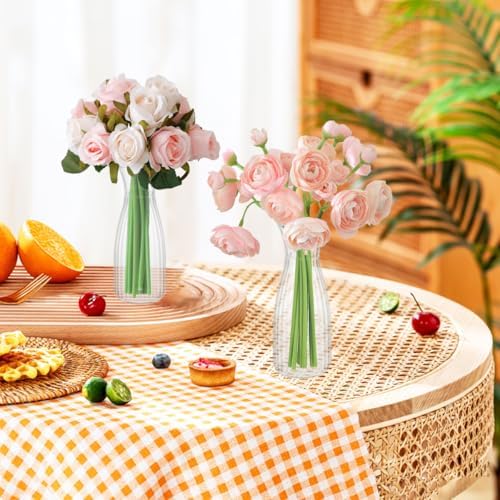24 Pack Plastic Vases, 7 inch Clear Small Acrylic Flower Vase in Bulk Unbreakable Plastic Vases for Centerpiece Home Table Wedding Decor