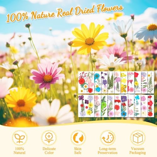 Evatage 200 Pcs Small Dried Pressed Flowers for Resin Crafts