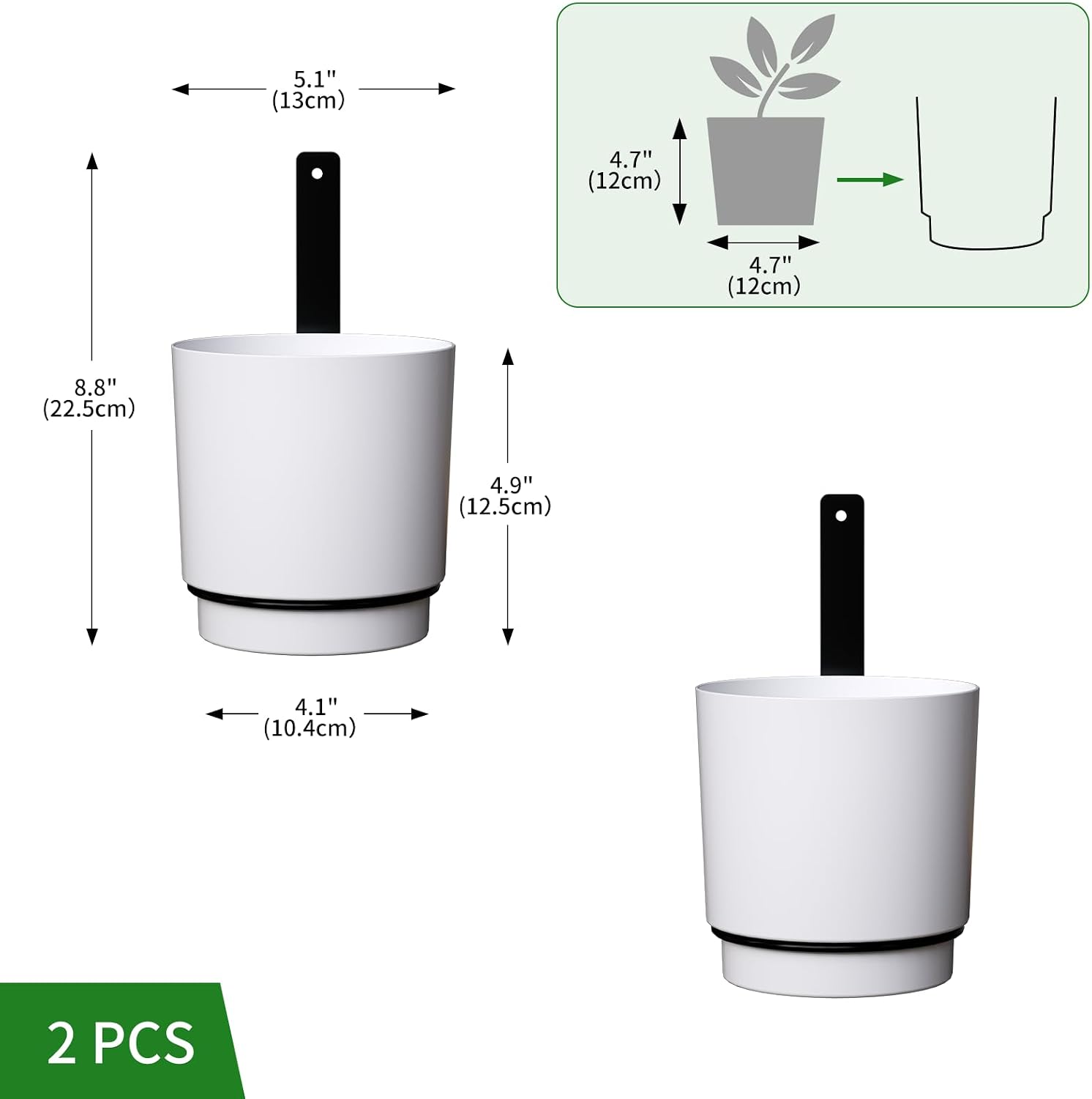 2 Pcs Wall Mounted Hanging Planter Vase for Indoor Outdoor Plants,Modern Metal Wall and Ceiling Hanging Flower Pot with