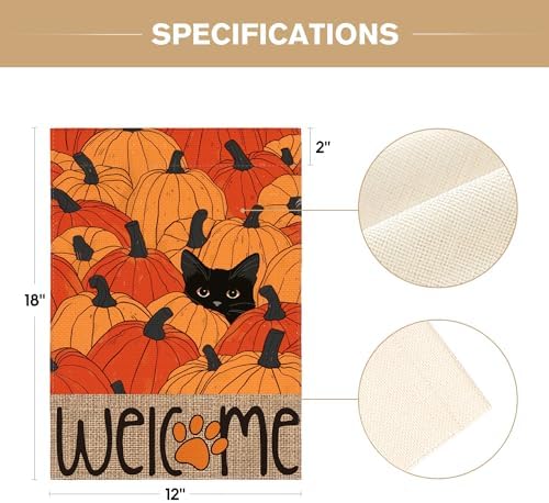 AVOIN colorlife Black Cat Pumpkins Fall Garden Flag 12x18 Inch Outside