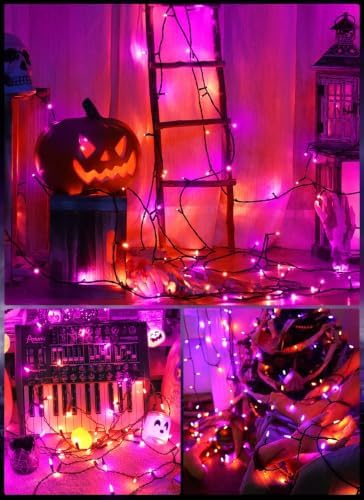 Orange Purple Outdoor Halloween Lights, 39Feet 100LED Christmas Mini Lights
