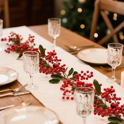 50Pack Christmas Tree Decorations Artificial Berry Stems Red Berry Picks for Xmas Winter Holiday Home Centerpieces and DIY Flower Arrangements Ornaments