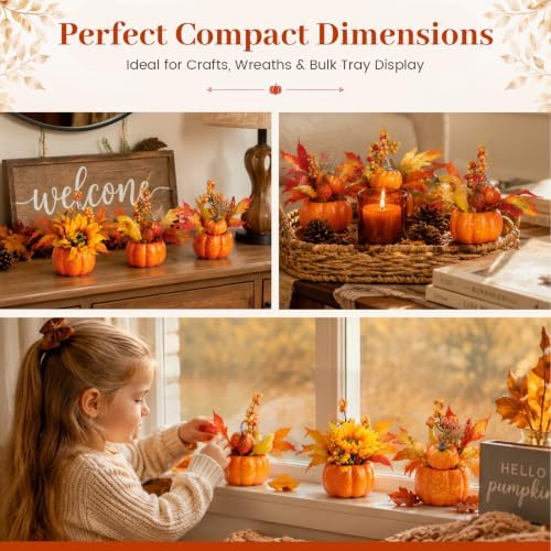 BigOtters 4 PCS Faux Pumpkins Decor, Fall Table Centerpieces for Home