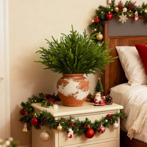 joyhalo 12 Pcs 18" Gradient Greenery Norfolk Pine Stems