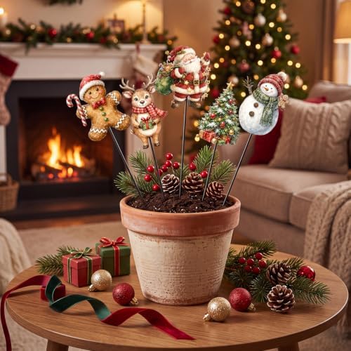 Roowest 5 Pack 12'' H Metal Christmas Yard Stakes Outdoor Decorations