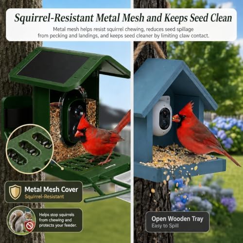 Bird Feeder with Camera 5GHz WiFi AI lifrtime, Solar Powered