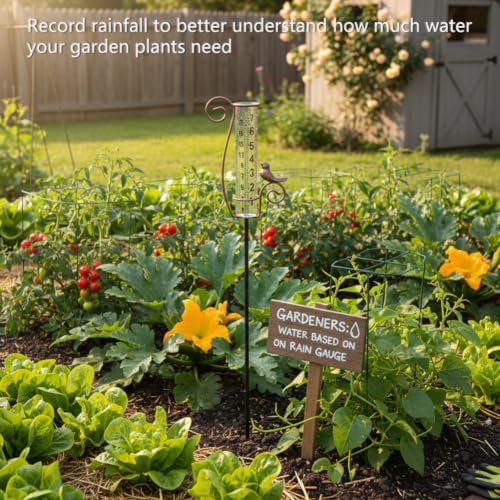Rain Gauge Outdoor with Glass Tube for Measuring Precipitation