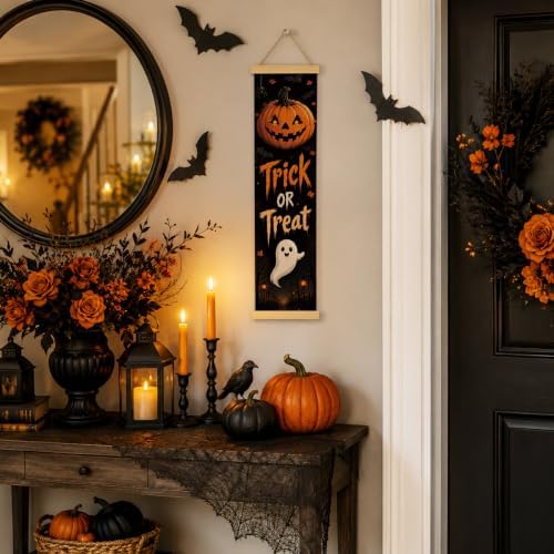Happy Halloween Banner, Trick or Treat Canvas Decor for Home and Office