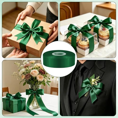 30 Yards 1 in Forest Green Satin Ribbon for Gift Wrapping St. Patrick's Day