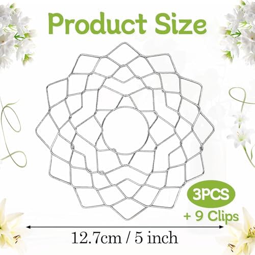 Flower Frog Grid Bouquet Stem Holder for Vase Artificial Flowers Arrangement,5 Inch Flower Arranging Floral Frogs Kenzan Lid with Clips for Ikebana Floristry Supplies Accessories(3pcs)