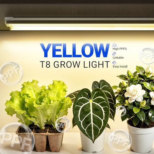 Barrina 3FT T8 Grow Light, 30W Full Spectrum Plant Light, Yellow, 6 Packs