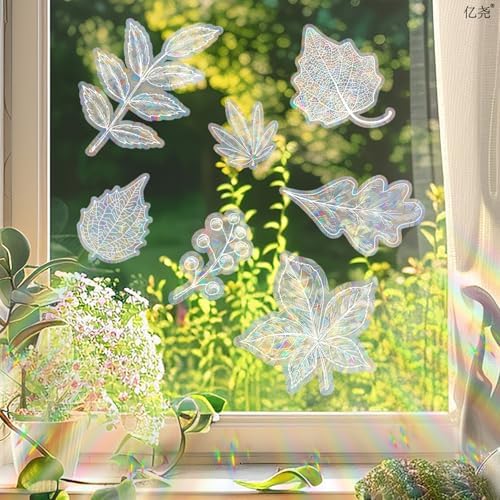 34 Pcs Fall Window Clings for Glass Window, Reflective Bird Deterrent, Window Decals to Prevent Bird Strikes- Anti-Collision Window Stickers for Birds, Fall Decorations for Home