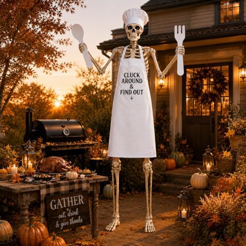 4 Pcs Chef Outfits Set for 12 Ft Giant Skeleton Halloween Yard Decor