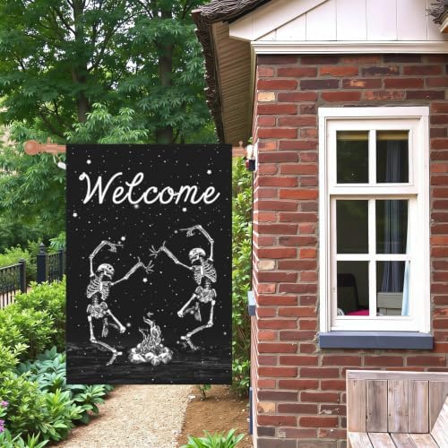 Halloween Skull Welcome Garden Flags 28x40 Inch Skeleton House Flag