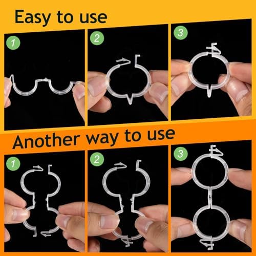 200Pcs Secured Plant Support Clips - Tomato Clips for String Trellis, Grape Vine Grid Clamp for Garden Netting Climbing Plants, Fixing Stem and Vine (White)
