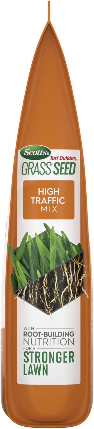 Scotts Turf Builder Grass Seed High Traffic Mix, 5.6 lbs. | Grass Seed Plus Lawn Fertilizer and Soil Improver