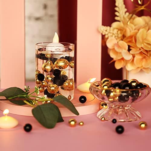 Junkin 300 Pcs Faux Pearl Vase Filler No Hole Beads, Gold, Black