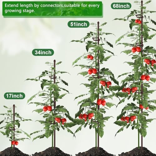 Plant Stakes 17 inch SupKing Support Stick Orchid Stakes with Clips 10Pcs Garden Plant Poles Extended to 3/4/5ft for Indoor Outdoor Potted Tomato Rose Amaryllis Vegetables Monstera-Brown