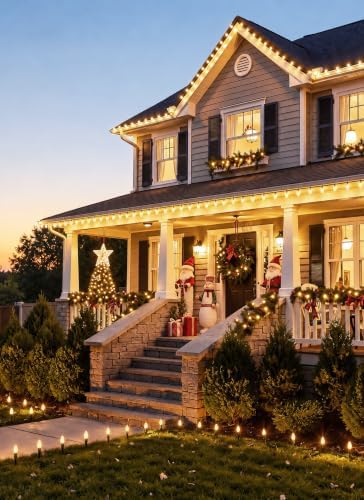 C9 Christmas Lights Outdoor, 26FT 20 LED C9 String Lights with Stakes